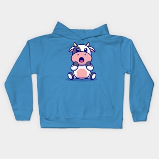 Cute Cow Surprised Cartoon Kids Hoodie